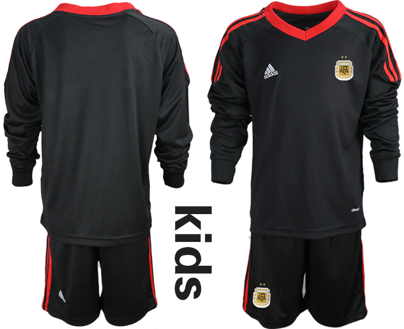 Youth 2020-2021 Season National team Argentina goalkeeper Long sleeve black Soccer Jersey